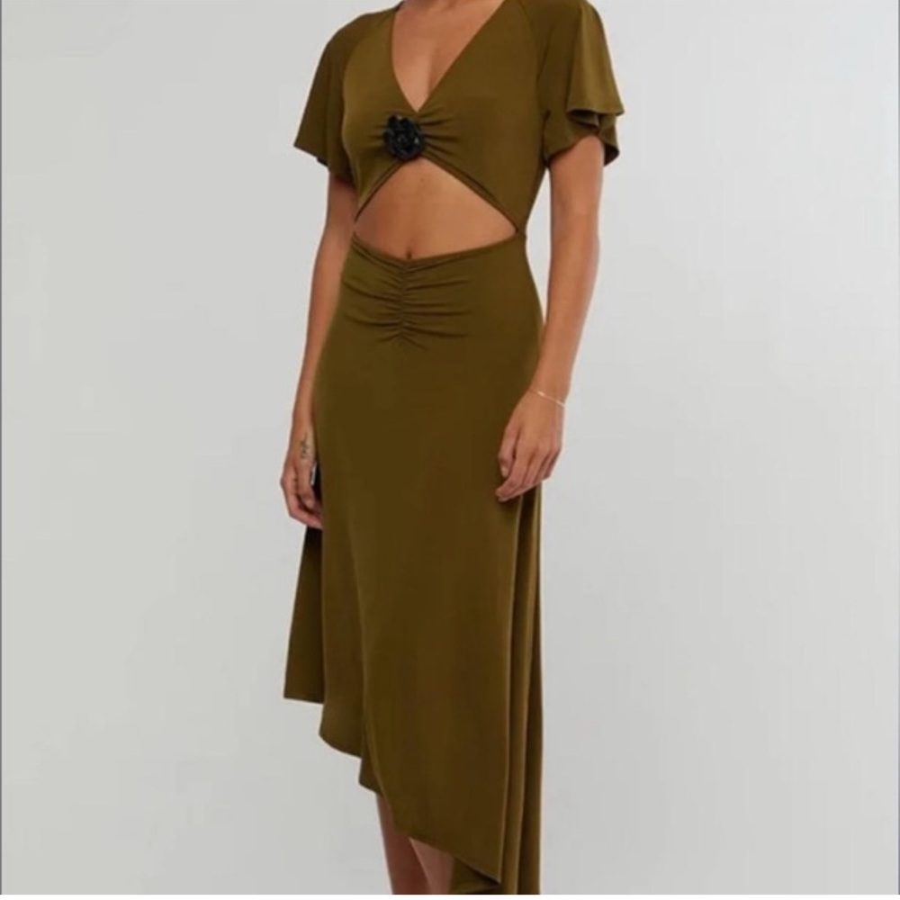 WeWoreWhat Asymmetrical Olive Dress